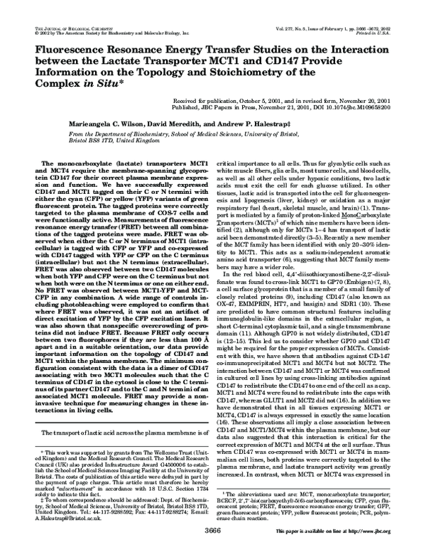 (PDF) Fluorescence Resonance Energy Transfer Studies of Structure and ...