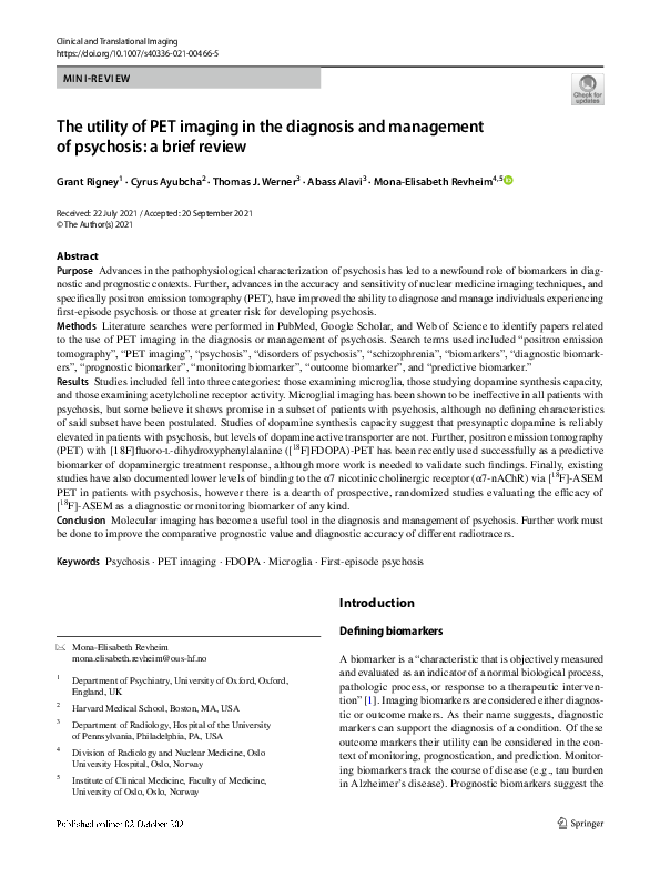 (PDF) The utility of PET imaging in the diagnosis and management of ...