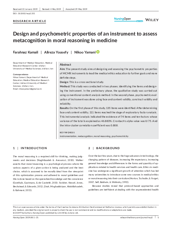 (PDF) Design and psychometric properties of an instrument to assess ...