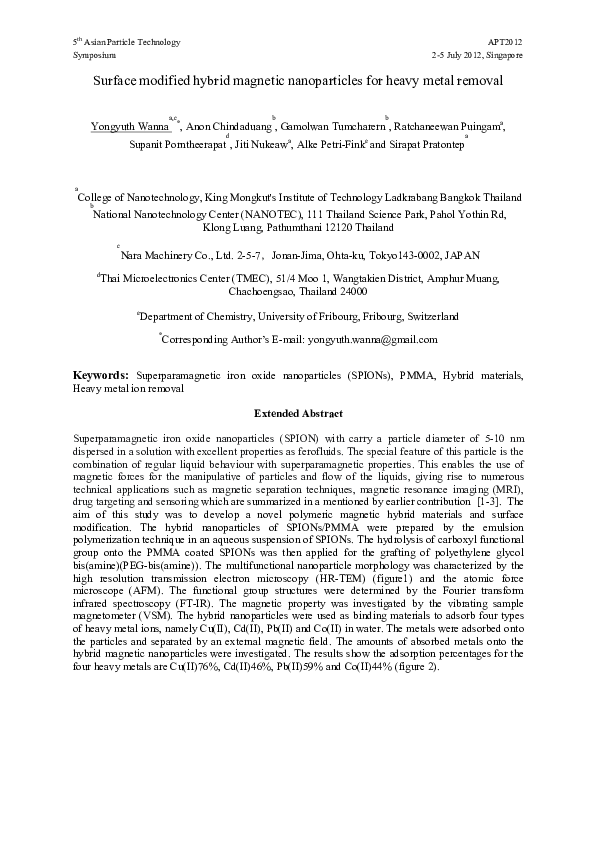 (PDF) Surface Modified Hybrid Magnetic Nanoparticles for Heavy Metal ...