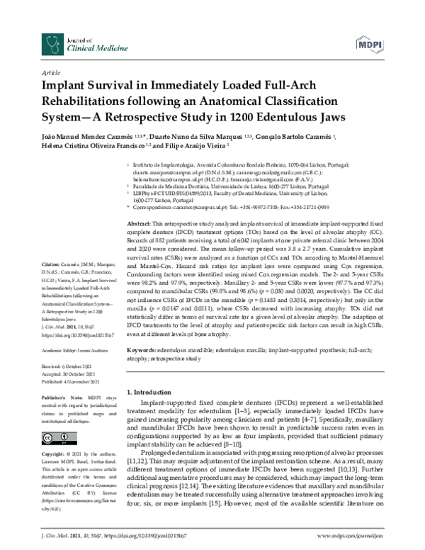 (PDF) Implant Survival in Immediately Loaded Full-Arch Rehabilitations ...