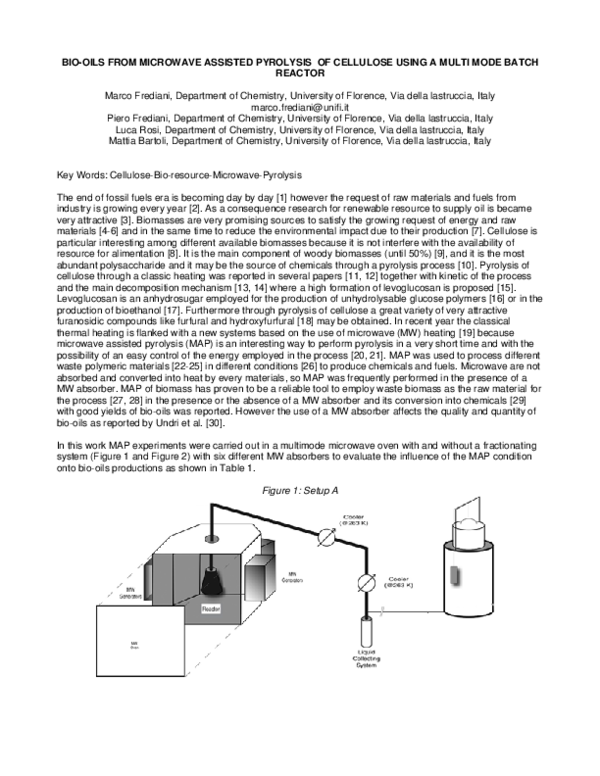 (PDF) Bio-oils from microwave assisted pyrolysis of cellulose using a ...