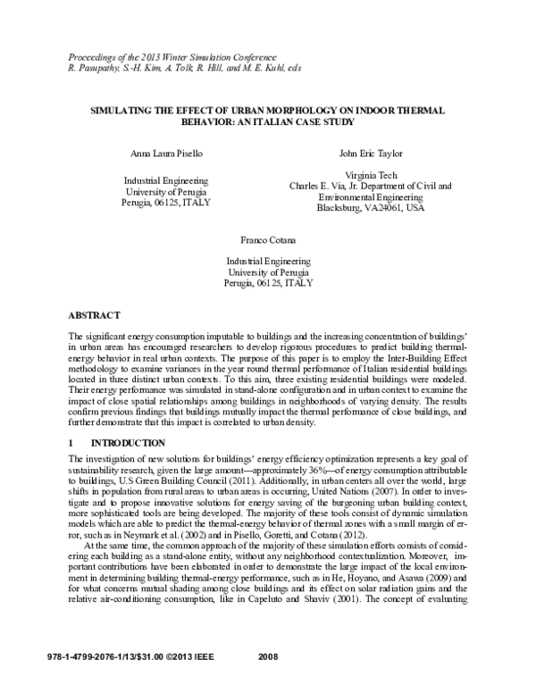 (PDF) Simulating the effect of urban morphology on indoor thermal ...