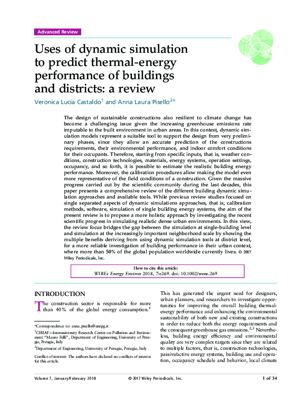 (PDF) Uses of dynamic simulation to predict thermal-energy performance ...