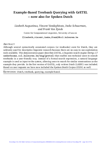 (PDF) Example-Based Treebank Querying with GrETEL - now also for Spoken ...