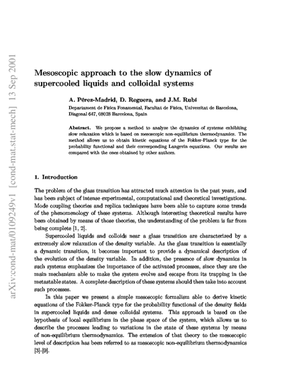 (PDF) A mesoscopic approach to the slow dynamics of supercooled liquids ...