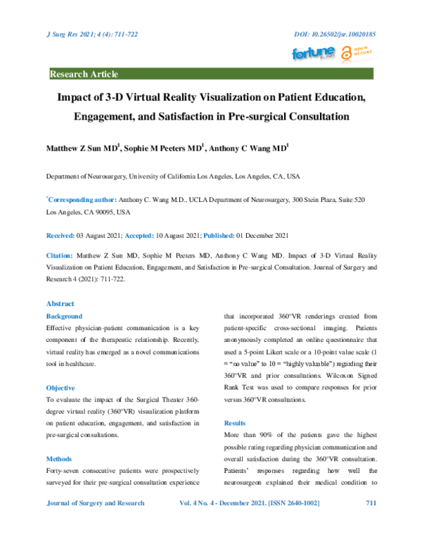 (PDF) Impact of 3-D Virtual Reality Visualization on Patient Education ...