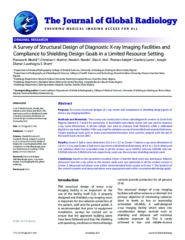 (PDF) A Survey of Structural Design of Diagnostic X-ray Imaging ...