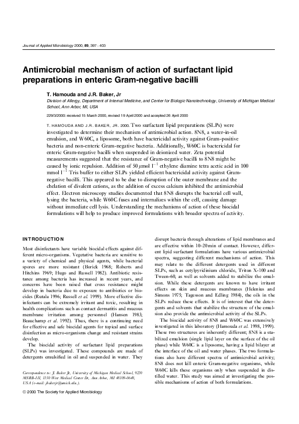 (PDF) Antimicrobial mechanism of action of surfactant lipid ...