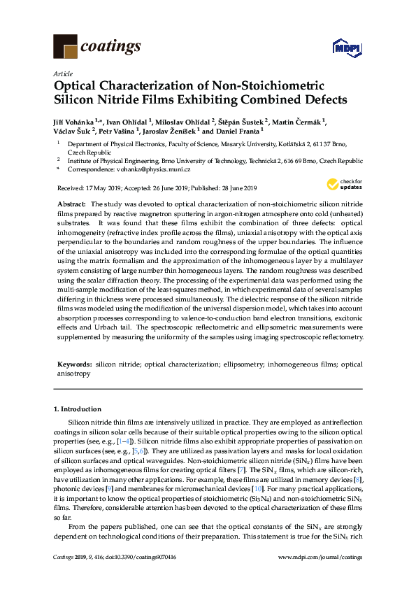 (PDF) Optical Characterization of Non-Stoichiometric Silicon Nitride ...