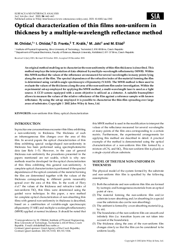 (PDF) Optical characterization of thin films non-uniform in thickness ...