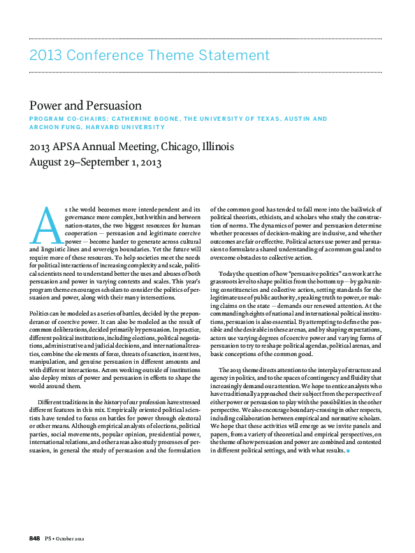 (PDF) 2013 Conference Theme Statement