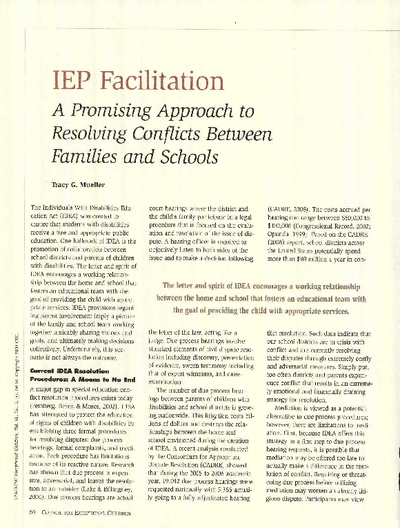 Pdf Iep Facilitation