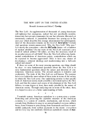 (PDF) The New Left in the United States