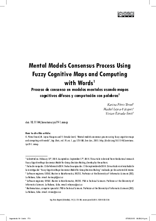 (PDF) Proceso de consenso en modelos mentales usando mapas cognitivos ...