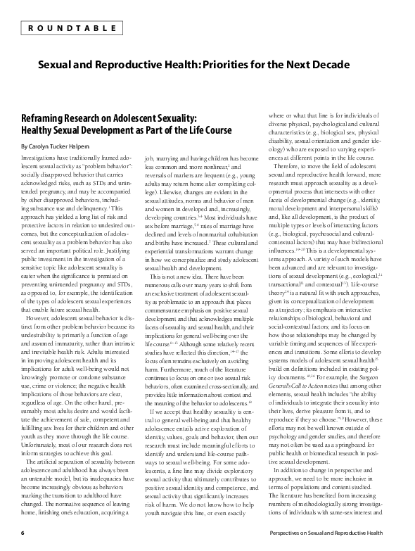 (PDF) Reframing Research on Adolescent Sexuality: Healthy Sexual ...