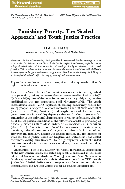 (PDF) Punishing Poverty: The ‘Scaled Approach’ and Youth Justice Practice