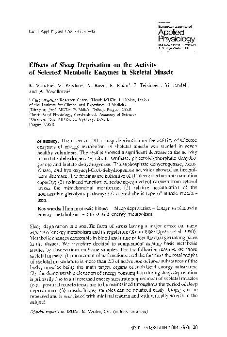 (PDF) Effects of sleep deprivation on the activity of selected ...