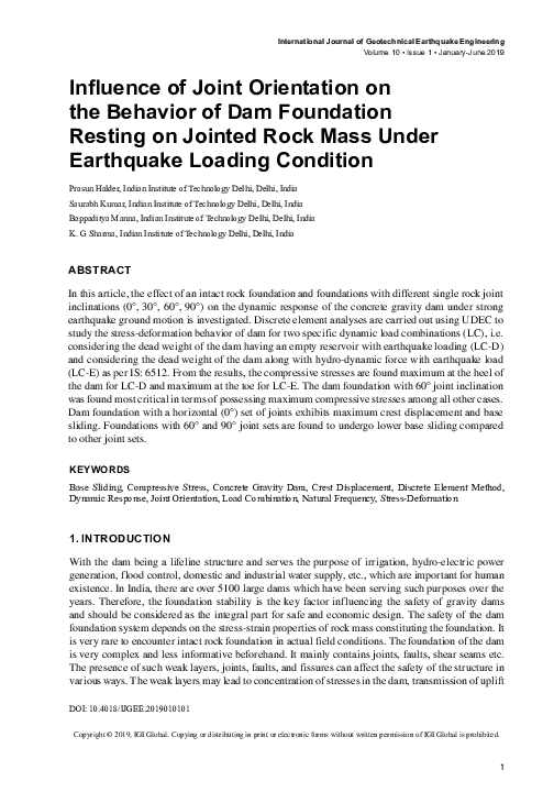 (PDF) Influence of Joint Orientation on the Behavior of Dam Foundation ...