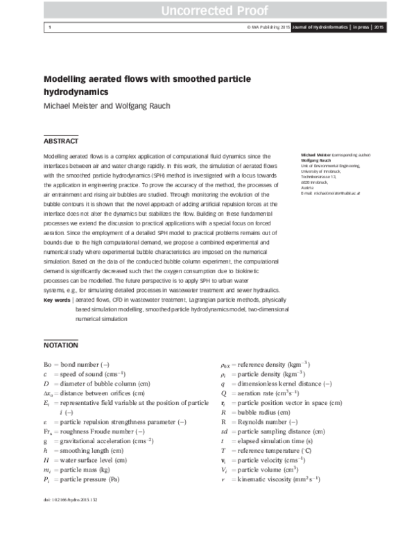 (PDF) Modelling aerated flows with smoothed particle hydrodynamics