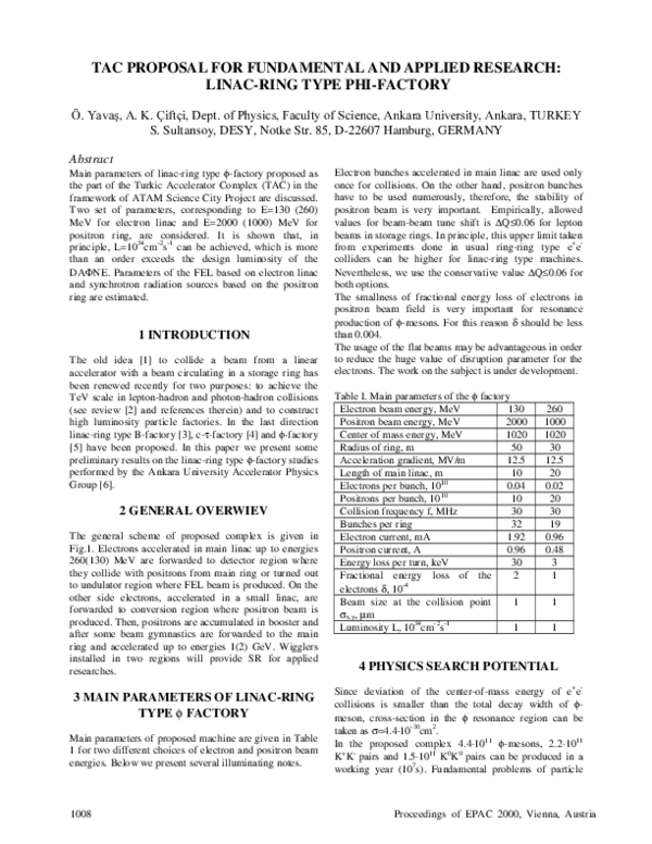 (PDF) TAC Proposal for Fundamental and Applied Research