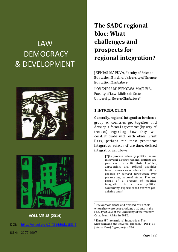 (PDF) The SADC regional bloc: What challenges and prospects for ...