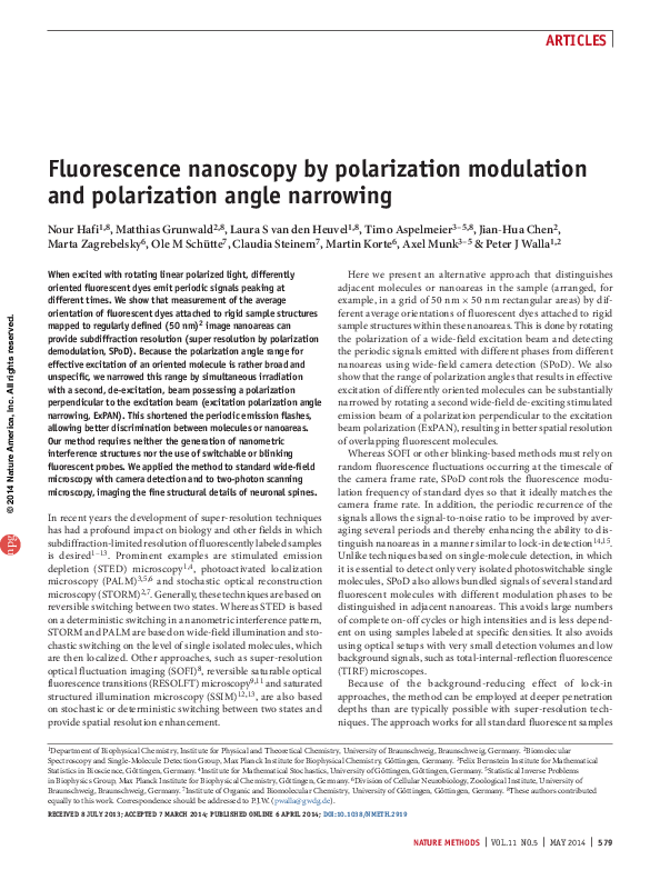 (PDF) Fluorescence nanoscopy by polarization modulation and ...
