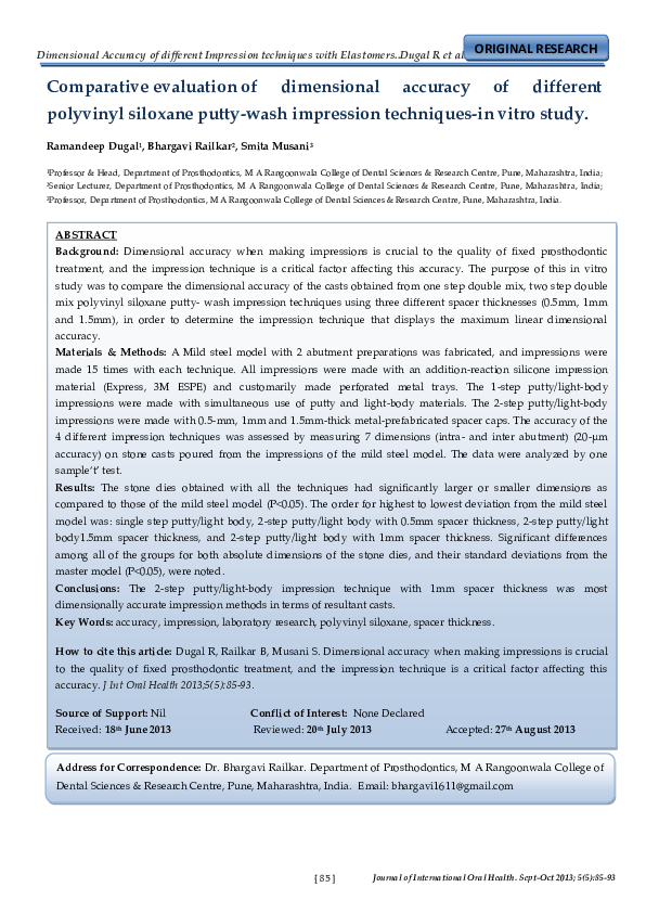 (PDF) Comparative evaluation of dimensional accuracy of different ...