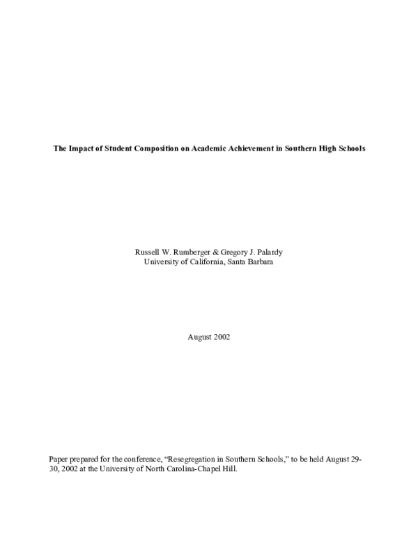 (PDF) The Impact of Student Composition on Academic Achievement in ...