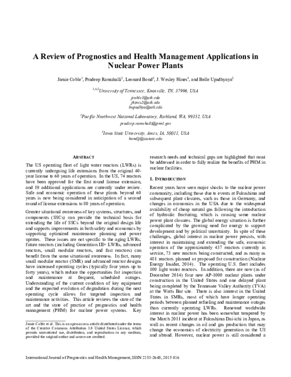(PDF) A Review of Prognostics and Health Management Applications in ...