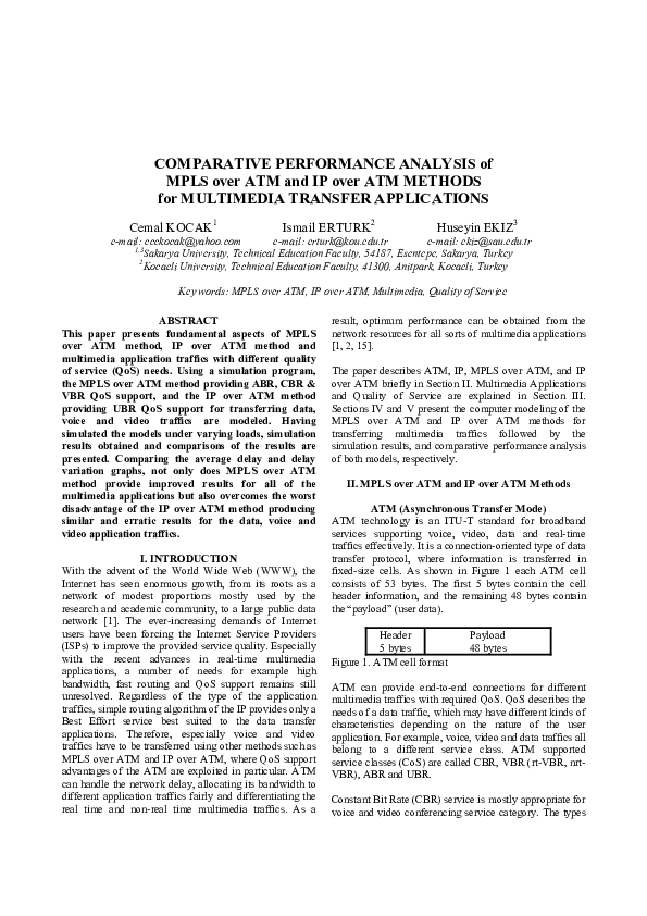 (PDF) COMPARATIVE PERFORMANCE ANALYSIS of MPLS over ATM and IP over ATM ...