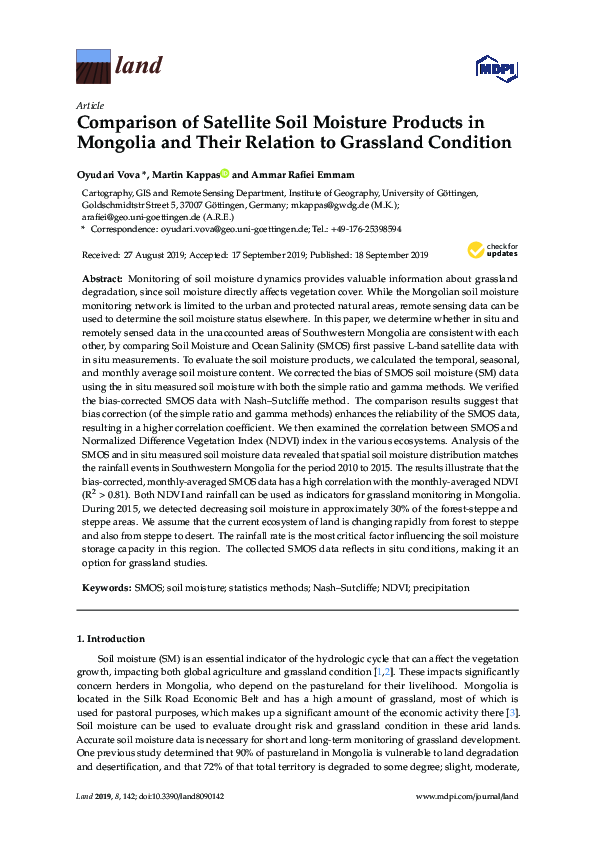 (PDF) Comparison of Satellite Soil Moisture Products in Mongolia and ...