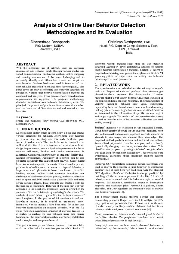 (PDF) Analysis of Online User Behavior Detection Methodologies and its ...