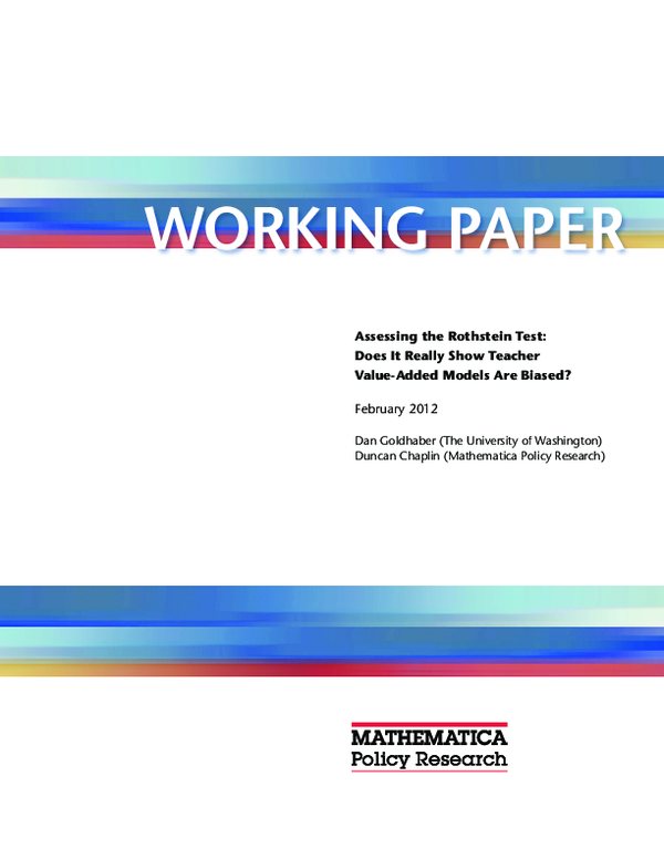 (PDF) Assessing the “Rothstein Test” Does It Really Show Teacher Value ...