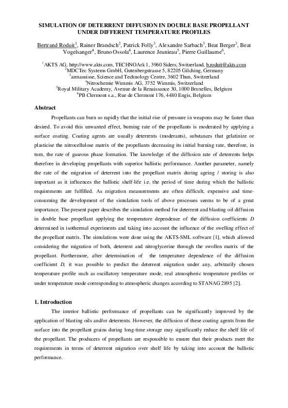 (PDF) Simulation of Deterrent Diffusion in Double Base Propellant Under ...