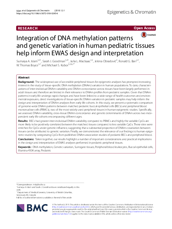(PDF) Integration of DNA methylation patterns and genetic variation in ...