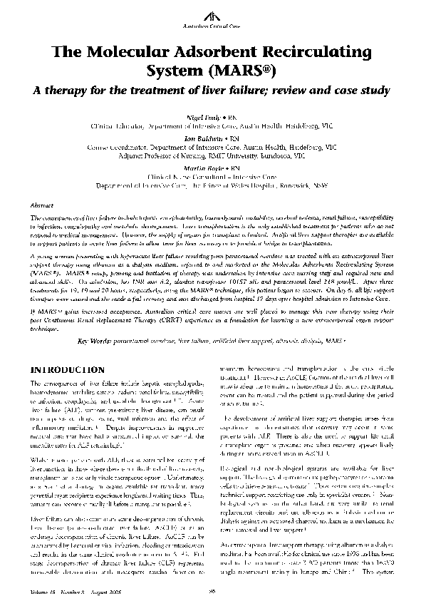 (PDF) The molecular adsorbent recirculating system (MARS®) V