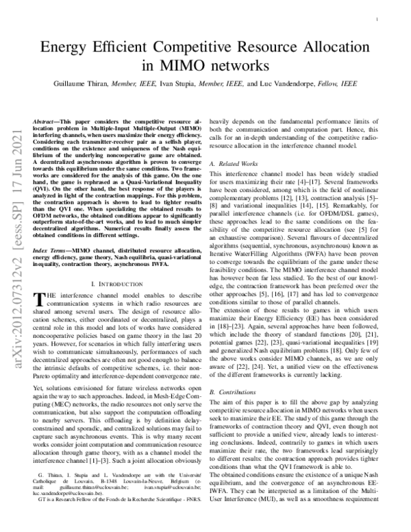 (PDF) Energy Efficient Competitive Resource Allocation in MIMO networks