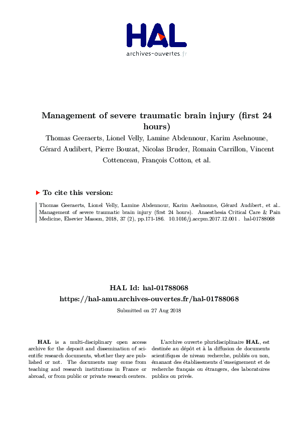 Pdf Management Of Severe Traumatic Brain Injury First 24 Hours Pdf Management Of Severe Traumatic Brain Injury First 24 Hours