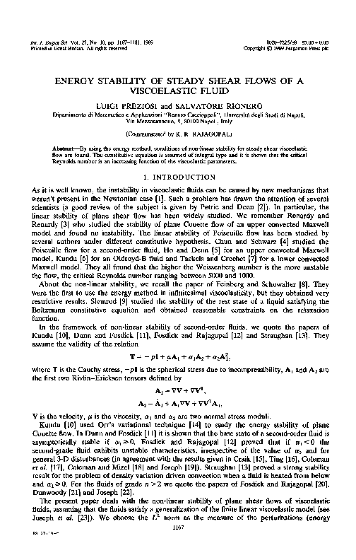 (PDF) Energy stability of steady shear flows of a viscoelastic fluid