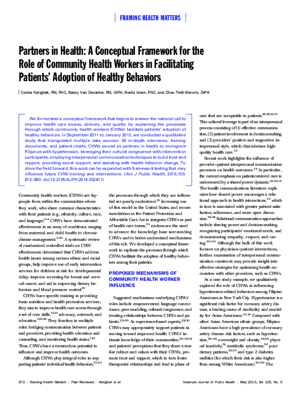 (PDF) Partners in Health: A Conceptual Framework for the Role of ...