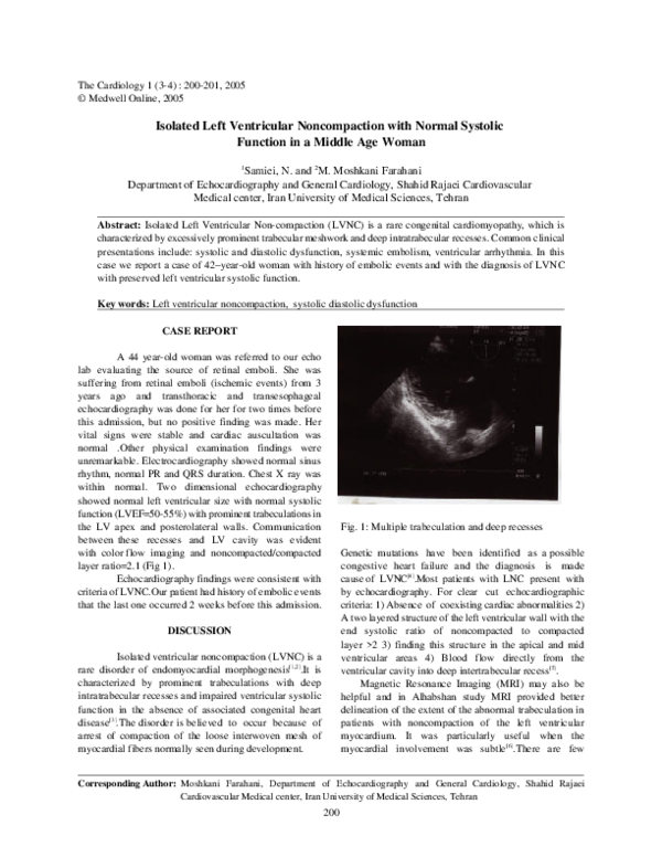 (PDF) Isolated left ventricular non-compaction with normal ejection ...