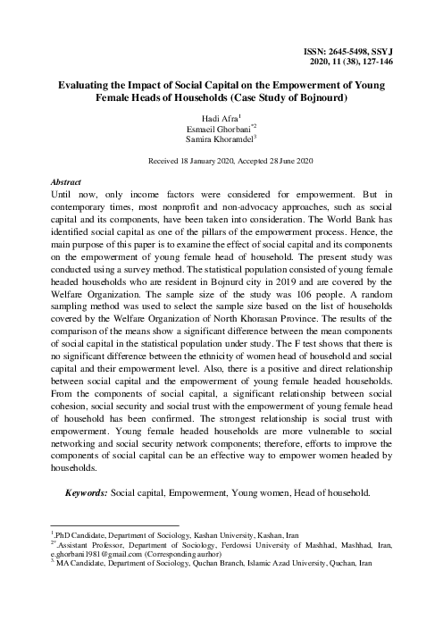 (PDF) Evaluating the Impact of Social Capital on the Empowerment of ...