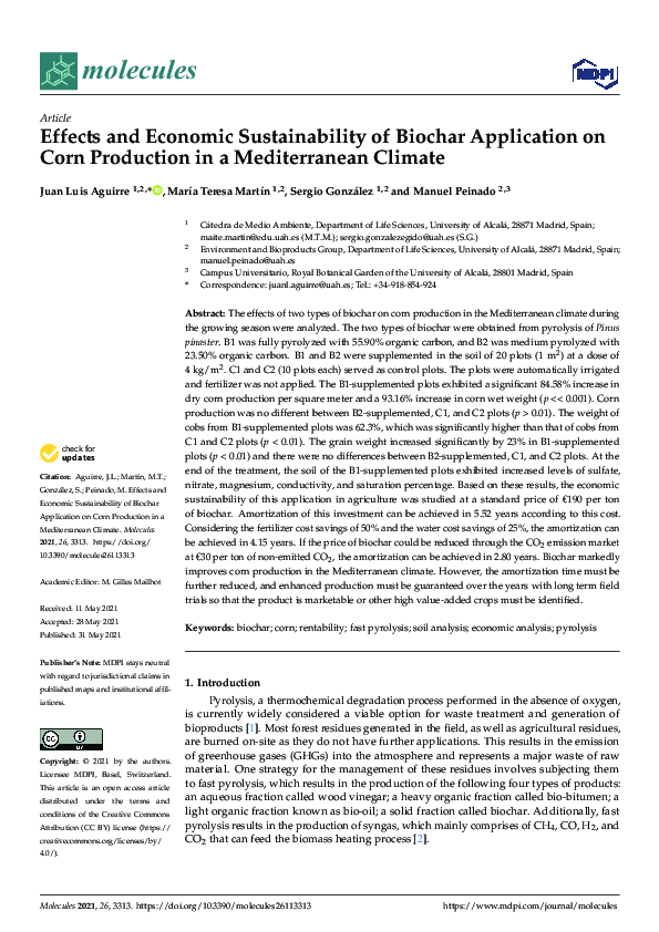 (PDF) Effects and Economic Sustainability of Biochar Application on ...