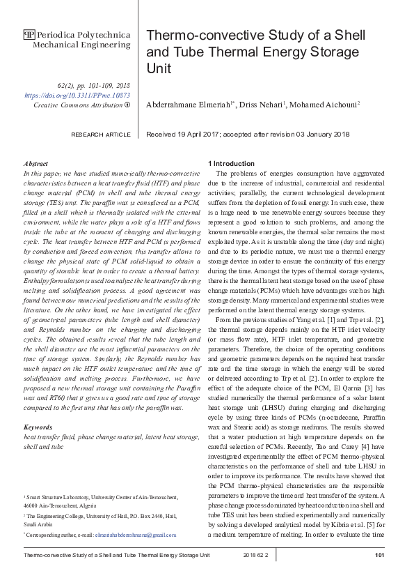 (PDF) Thermo-convective Study of a Shell and Tube Thermal Energy ...