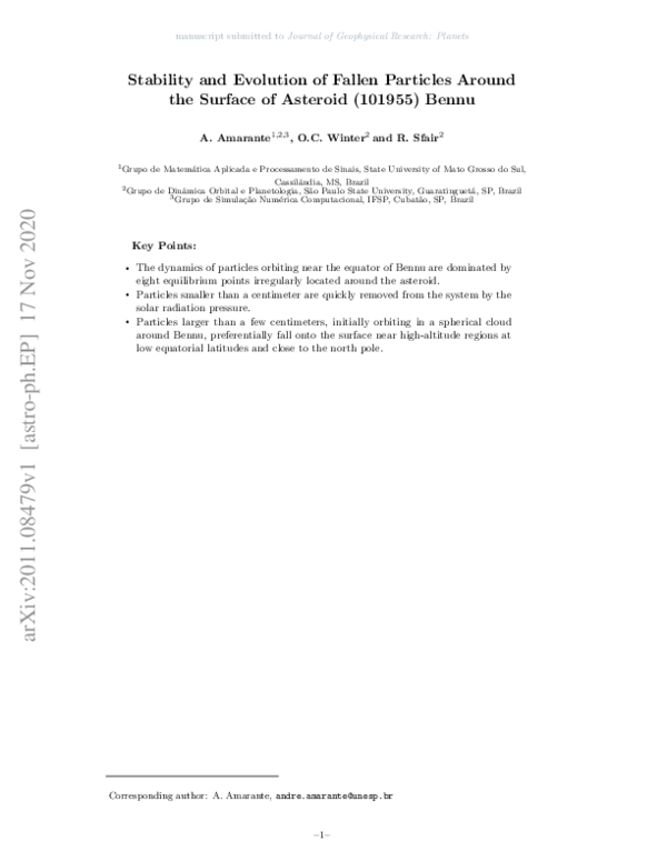 (PDF) Stability and Evolution of Fallen Particles Around the Surface of ...