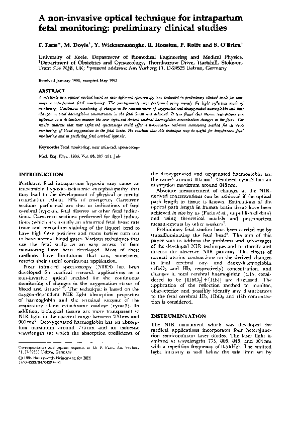(PDF) A non-invasive optical technique for intrapartum fetal monitoring ...