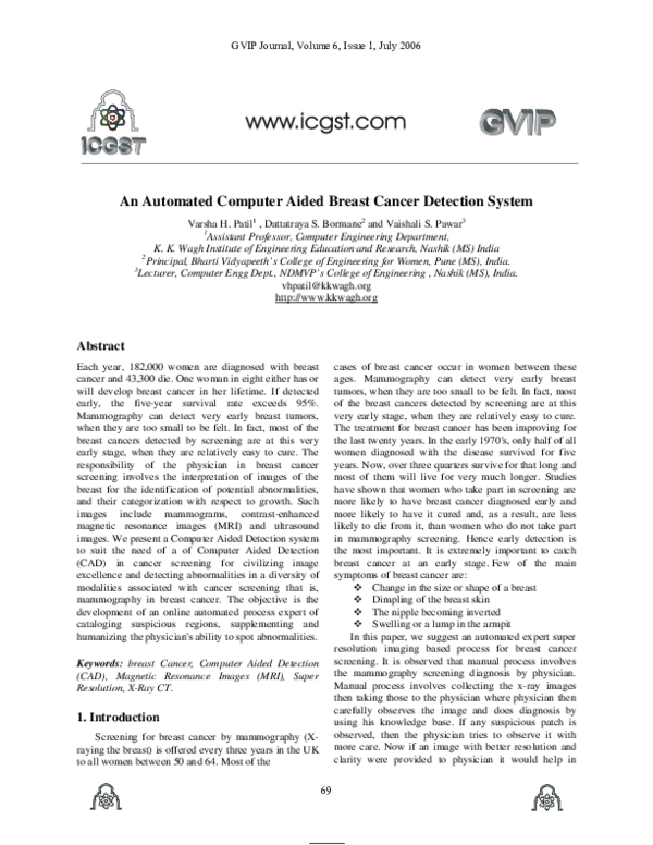 (PDF) An Automated Computer Aided Breast Cancer Detection System}