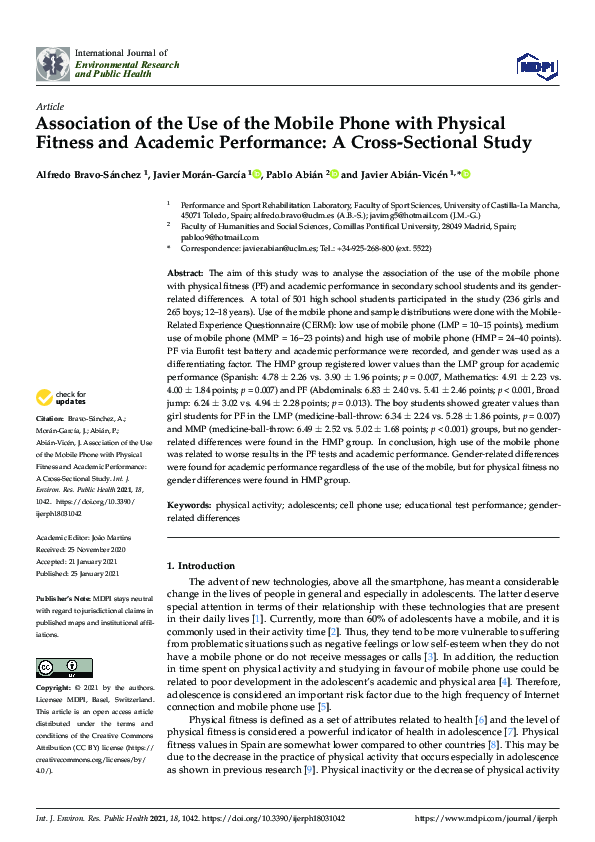 (PDF) Association of the Use of the Mobile Phone with Physical Fitness ...