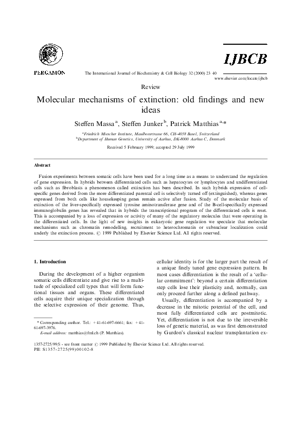 (PDF) Molecular mechanisms of extinction: old findings and new ideas